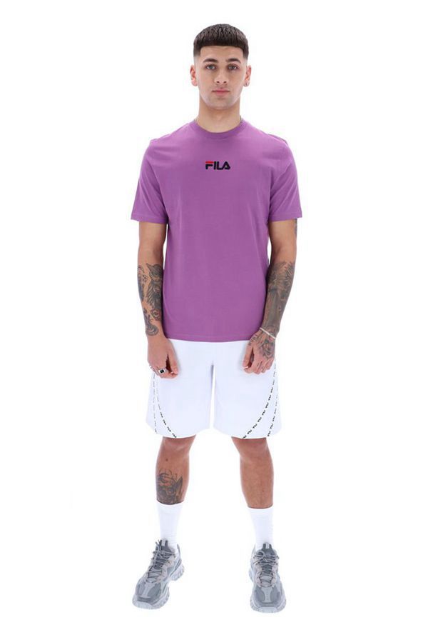 Camisetas Manga Corta Fila Hombre Moradas - Malik Embroidered - España 821564SHJ